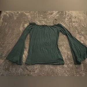 Lulu’s Hunter Green, Bell Sleeve, Off the Shoulder Top
